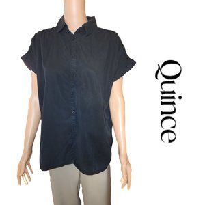 Quince Vintage Wash Tencel Camp Shirt NWT Black Small